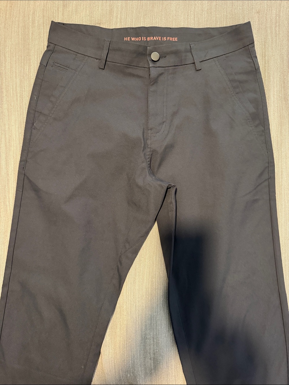 Men's Navy Chino Pants with Subtle Motivational Waistband